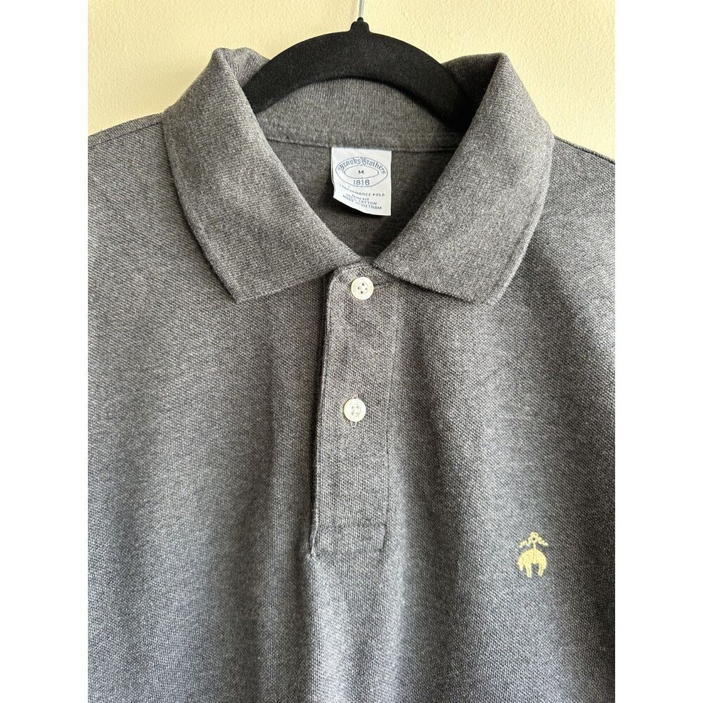 Brooks Brothers 1818 Gray Performance Medium Polo Slim Fit 100% Cotton